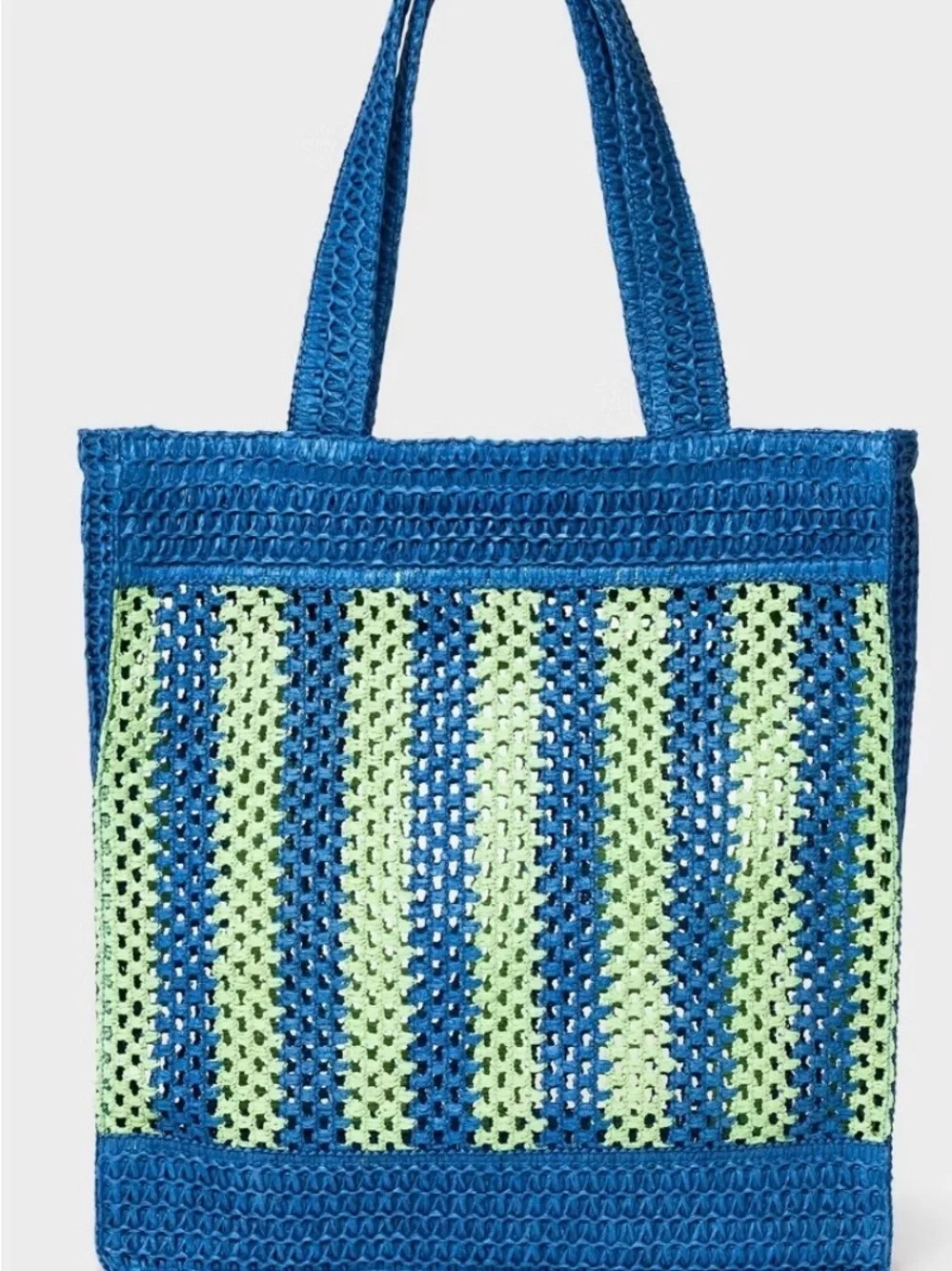 NWT Universal Thread Blue Green Crochet Beach Tote Boho Summer Bag
